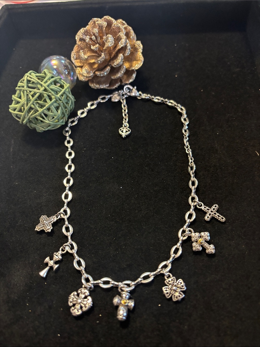Brighton “Eternity” Cross Charm Necklace in Silverytone